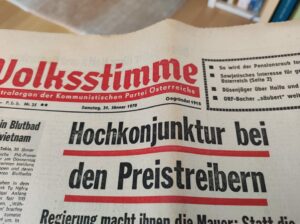 Titelseite Volksstimme, Jänner 1970: »Hochkonjuktur bei den Preistreibern«