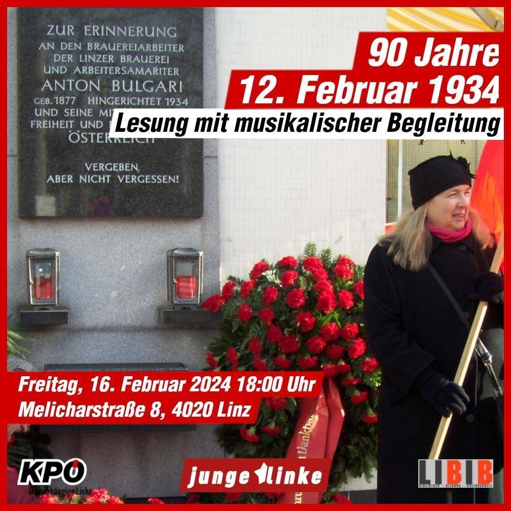 Linz: 90 Jahre 12. Februar 1934 - Lesung mit musikalischer Begleitung